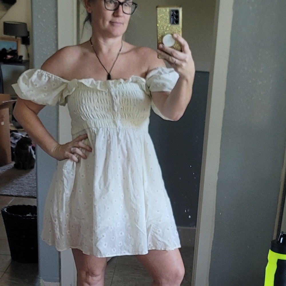 STUNNING LEMON LADY DAISY PUFF SLEEVE RUFFLE RUCHED mini dress